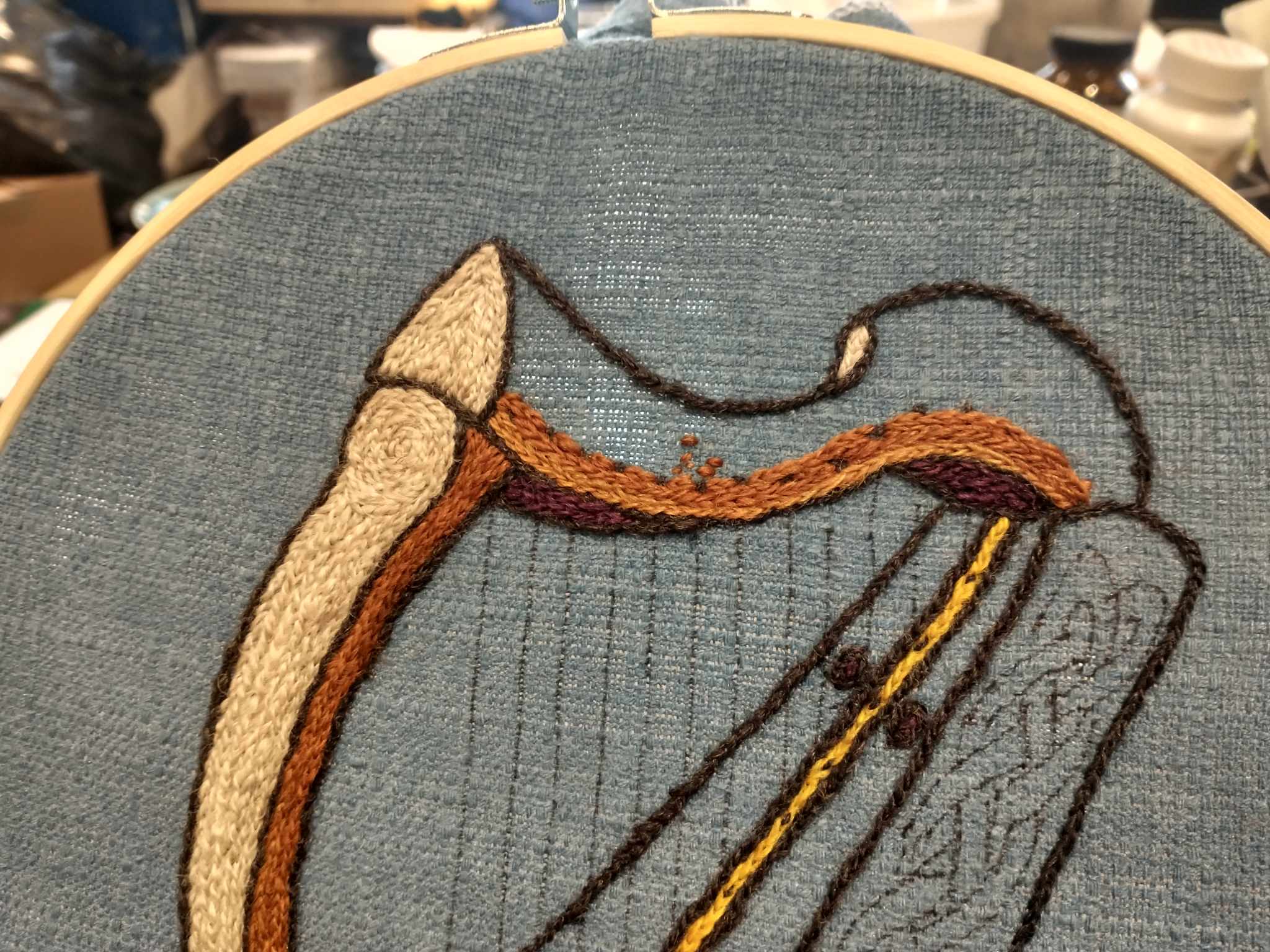 Celtic Harp Wool Embroidery