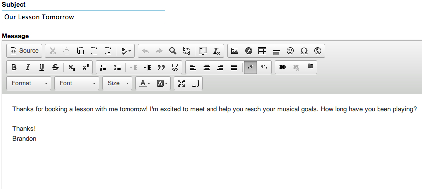LessonFace Online Music Lessons Preliminary Interaction with the Student