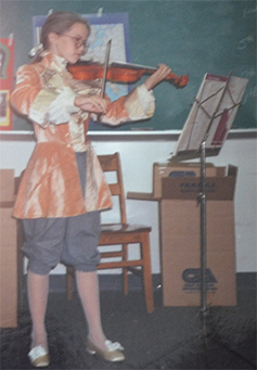 Claire as Mozart in Sixth Grade