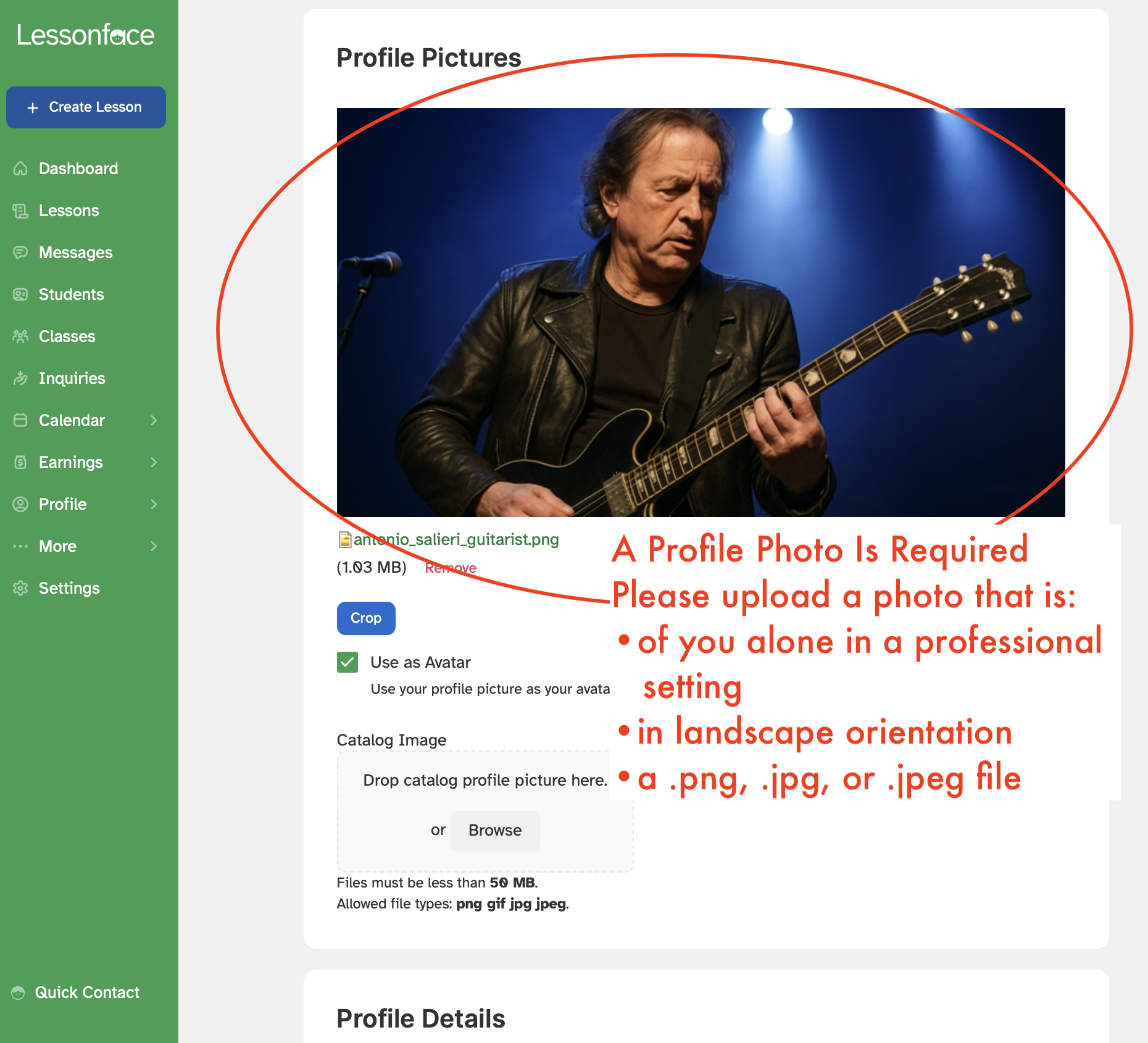 How to add profile photo