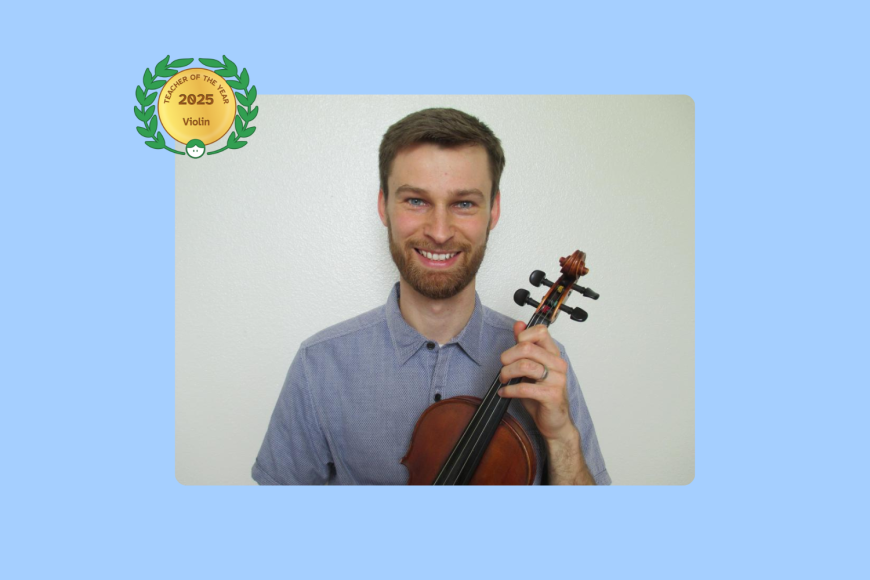 Image of Benjamin Henson with a violin