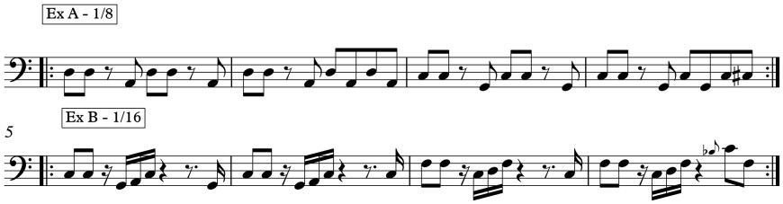 time-feel exercise for bass guitar