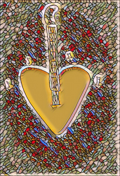 Original artwork by Magesh depicting a heart-shaped guitar.