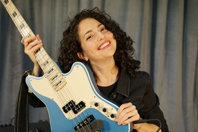 Yonit with her bass guitar