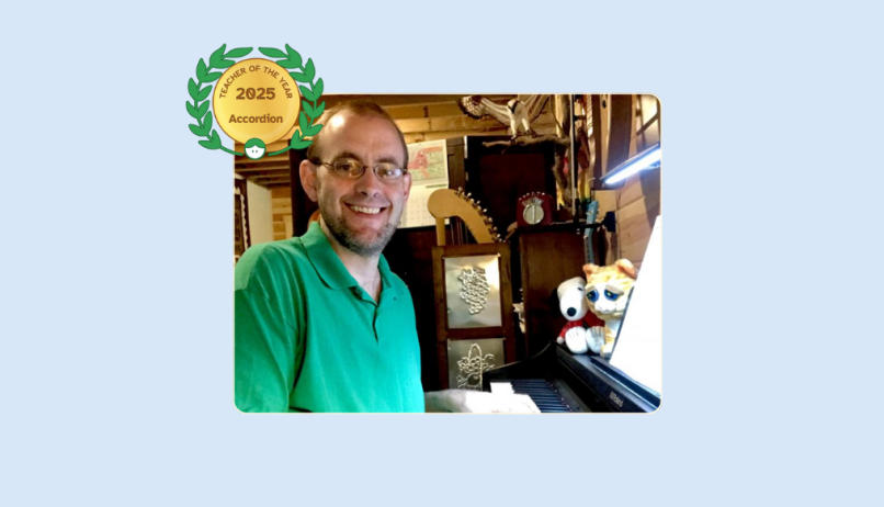 Image of 2025 Teacher of the Year for Accordion Jason Fawks