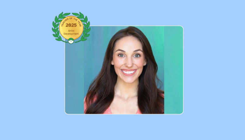 Image of Jenessa Castano with her 2025 Teacher of the Year for Artist Development badge