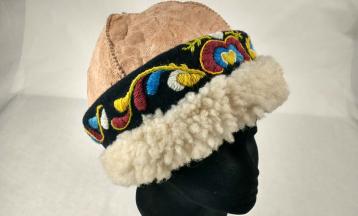 Wool Embroidered Sheepskin Winter Hat