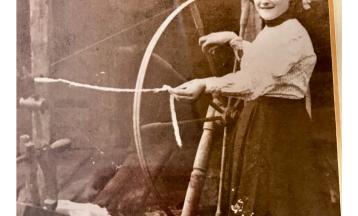 Spindle and Wheel- Spinning on a Walking Wheel