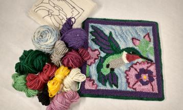 Hummingbird, Fine Punch Needle Rug Hooking