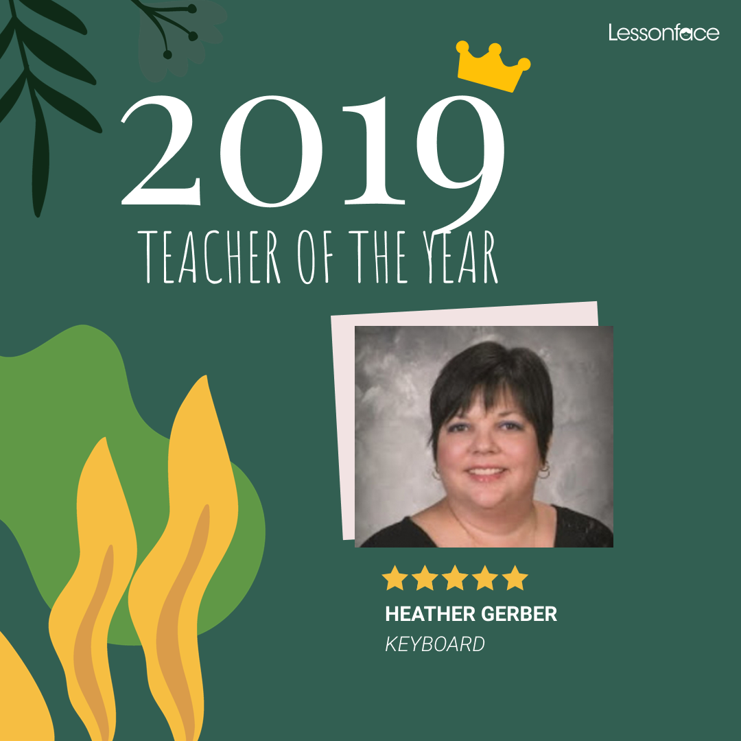 Heather Gerber teach of the year for keyboard 2019