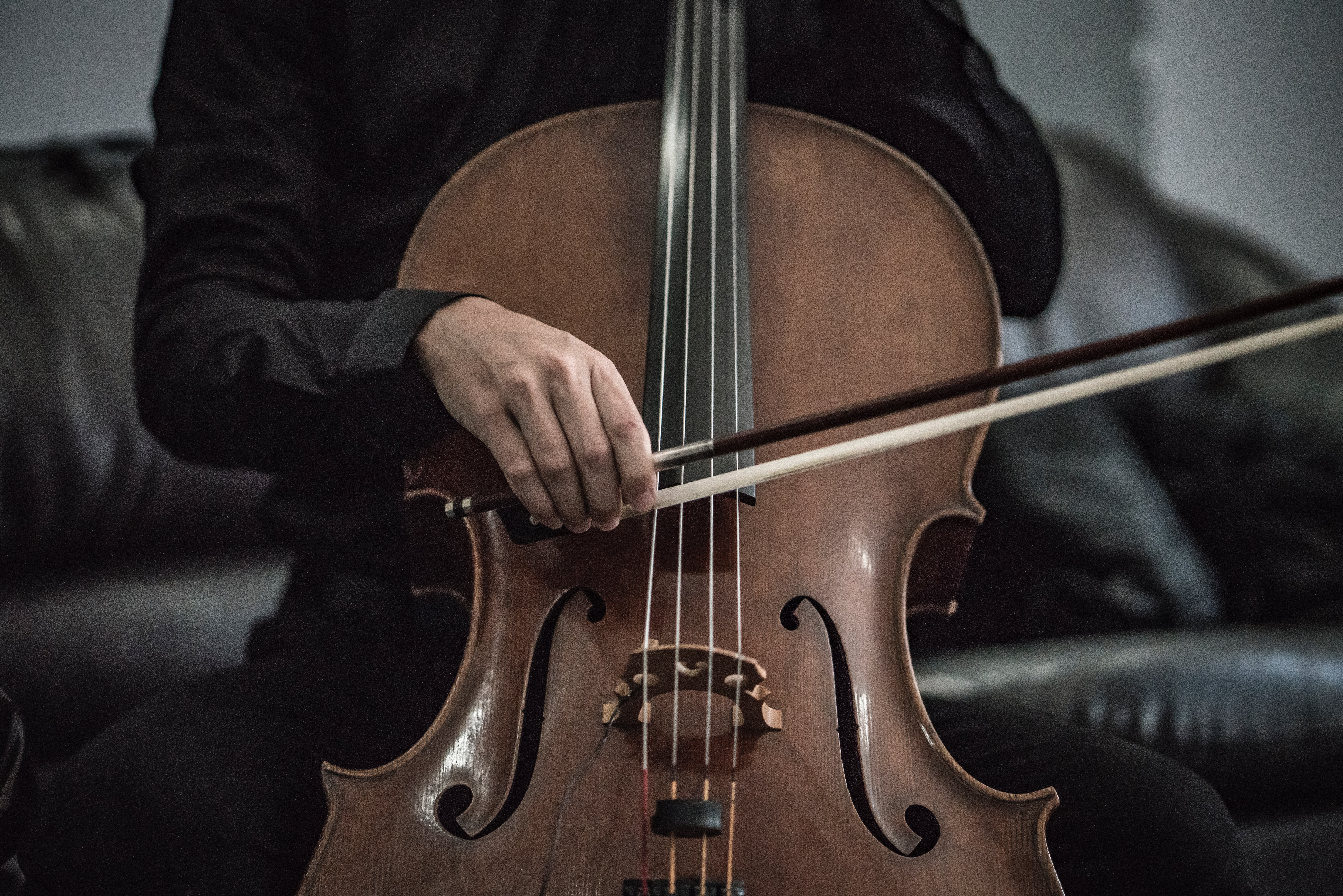 Person practicing cello