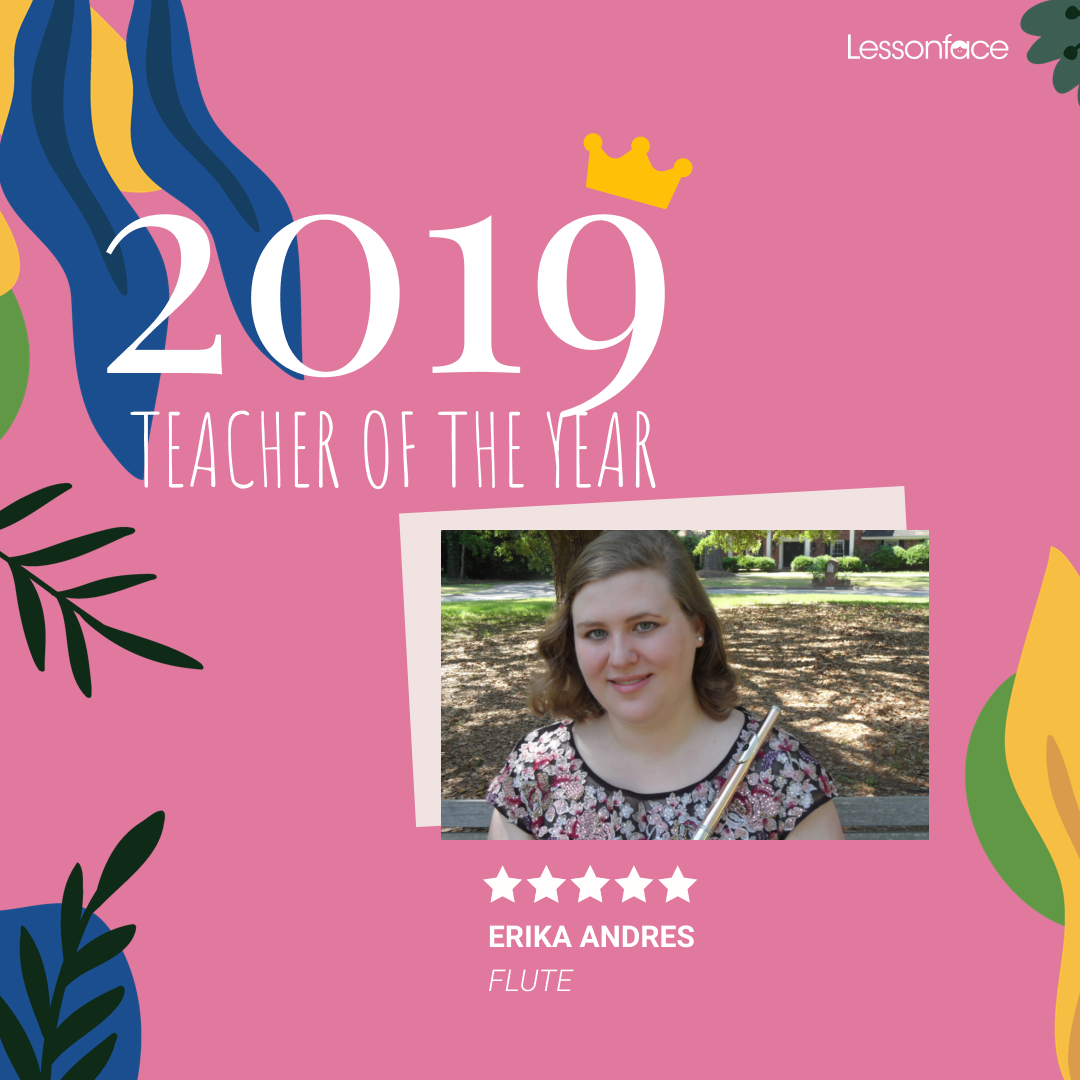 Flute Teacher of the year 2019 Erika Andres
