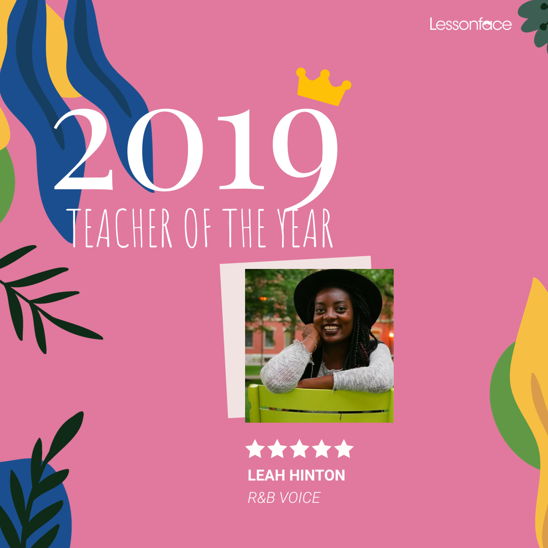 R&B Voice teacher of the year 2019 Leah Hinton