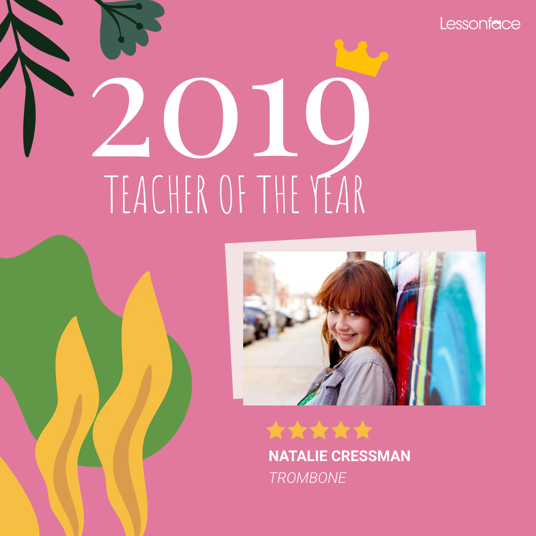Trombone teacher of the year 2019 Natalie Cressman