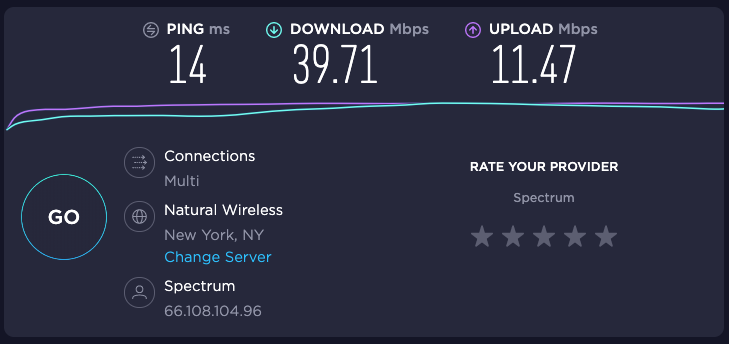 Decent internet speed