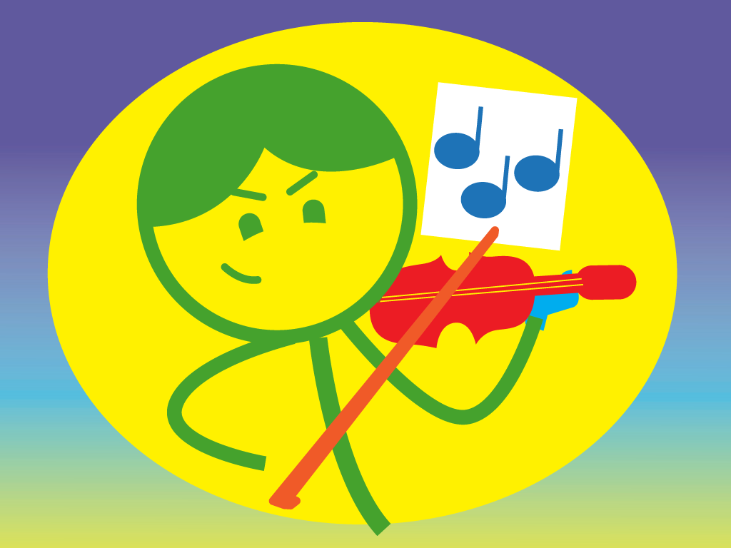 Character practicing the violin